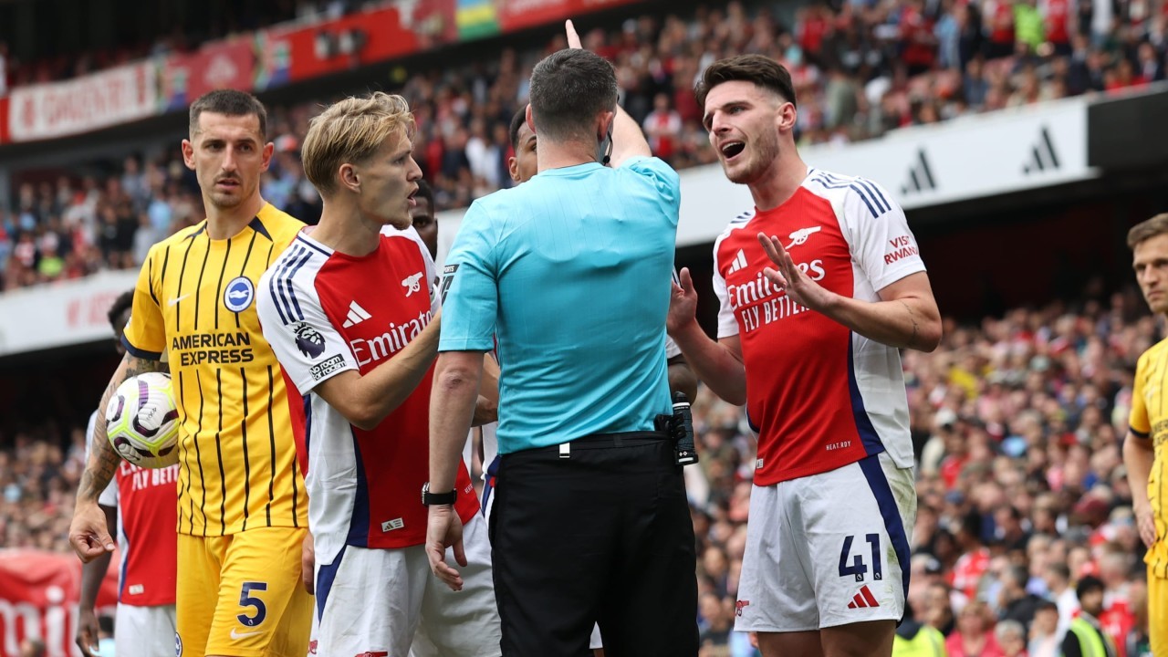 Mikel Arteta slams 'amazing' Declan Rice red card in Brighton draw